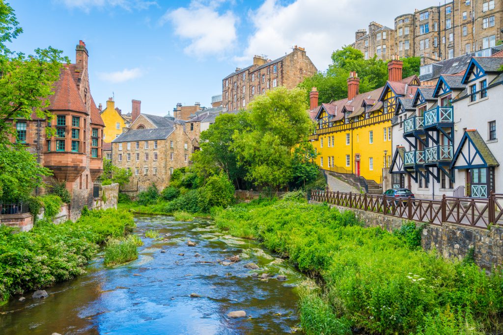 The scenic Dean Village in a sunny afternoon, in Edinburgh, Scot