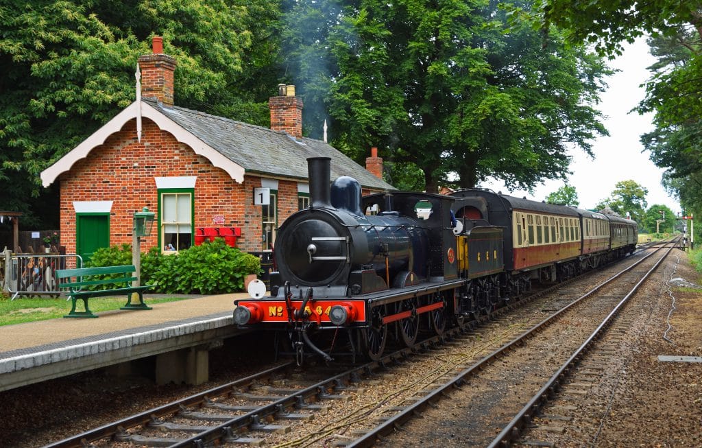 North Norfolk railway Steam Train GER-Y14-0-6-0 564 pulling into Holt Station.